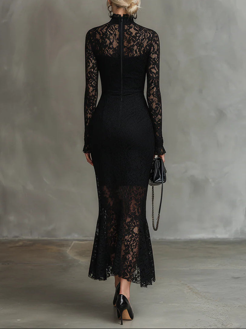 Jeanne | Elegant Lace Maxi Dress with Mermaid Hem – view 3