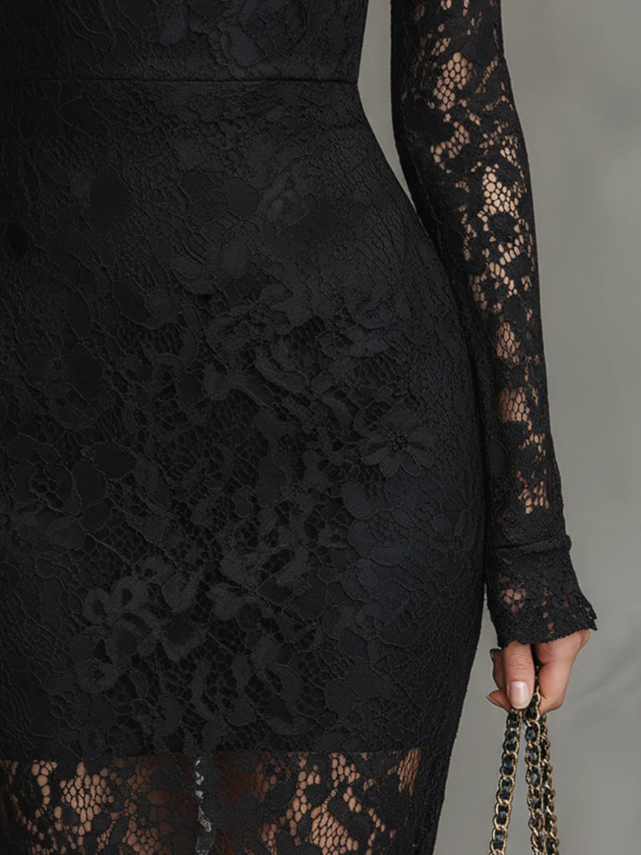 Jeanne | Elegant Lace Maxi Dress with Mermaid Hem – view 5