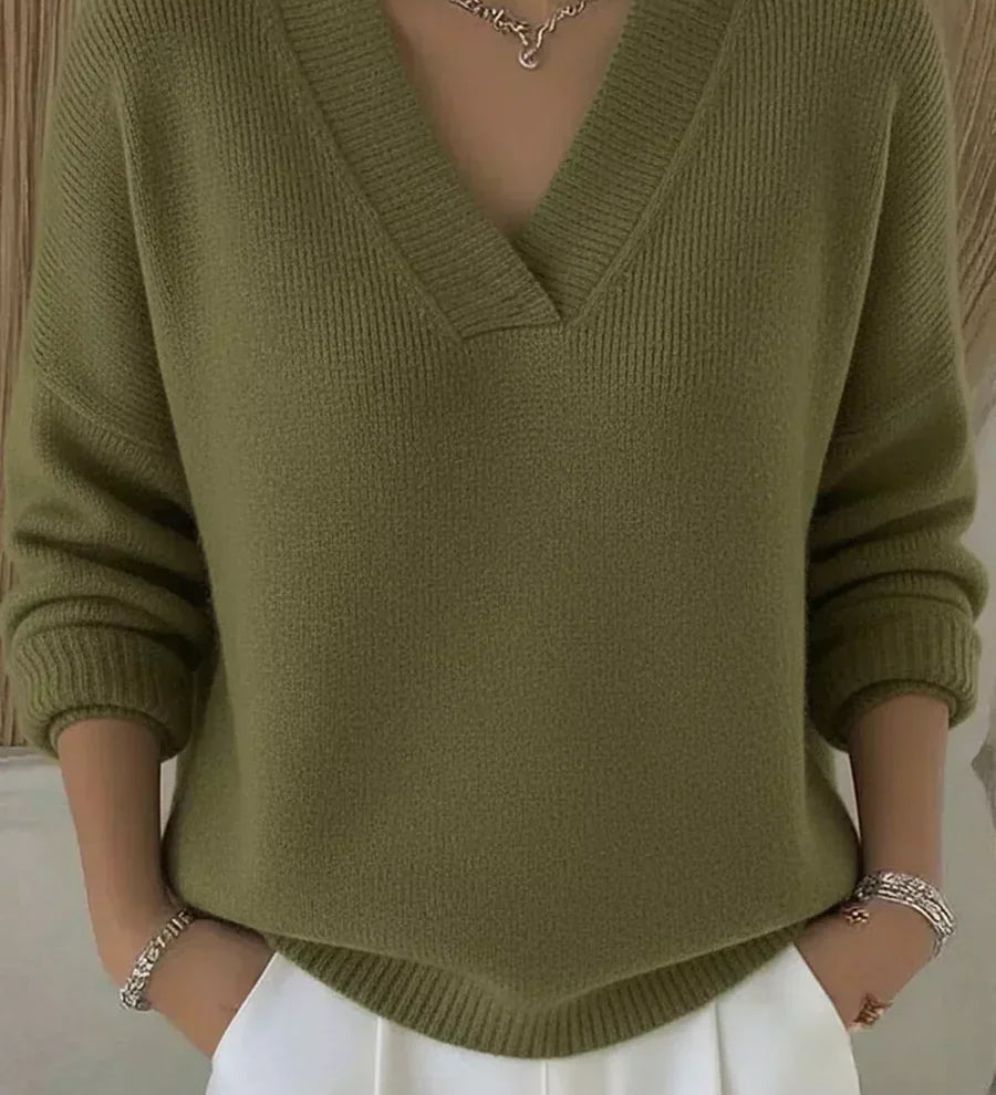Vivelle relaxed V-neck jumper, third colourway | Ellie Dublin