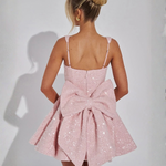 Victoria Sparkling Mini Dress with Paillette Bow – view 3