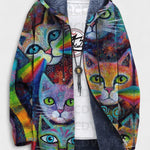 Aisling cat pattern hooded cardigan in vibrant colours | Ellie Dublin