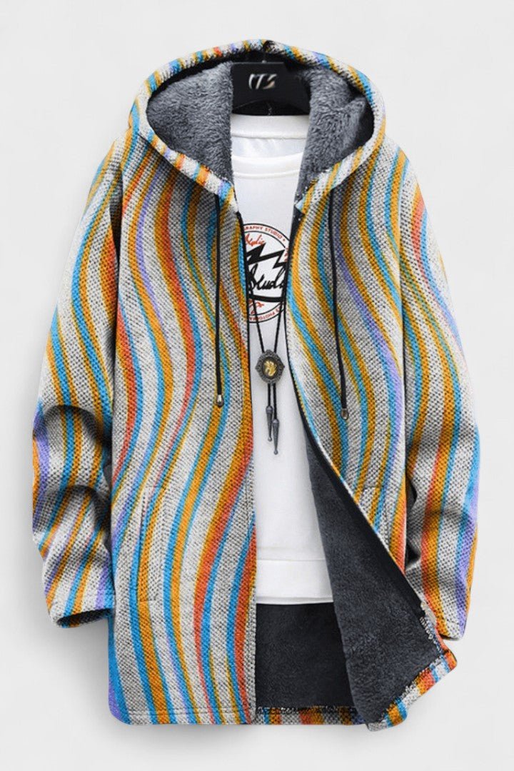 Aoibhinn wave-patterned stripe hooded cardigan | Ellie Dublin