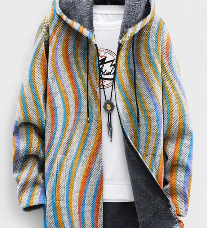 Aoibhinn wave-patterned stripe hooded cardigan | Ellie Dublin