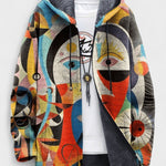Eimear abstract art print hooded cardigan | Ellie Dublin