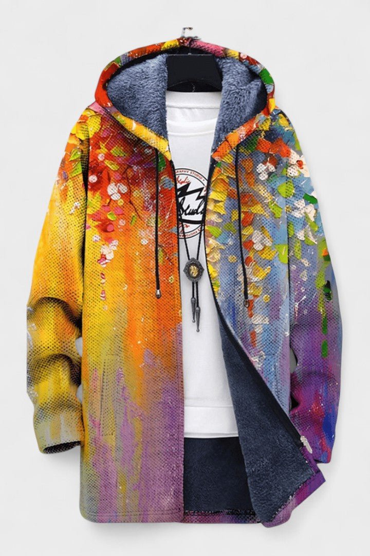 Dervla art-inspired print hooded cardigan | Ellie Dublin