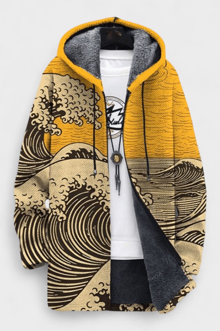 Muireann wave pattern hooded cardigan, alternative view | Ellie Dublin