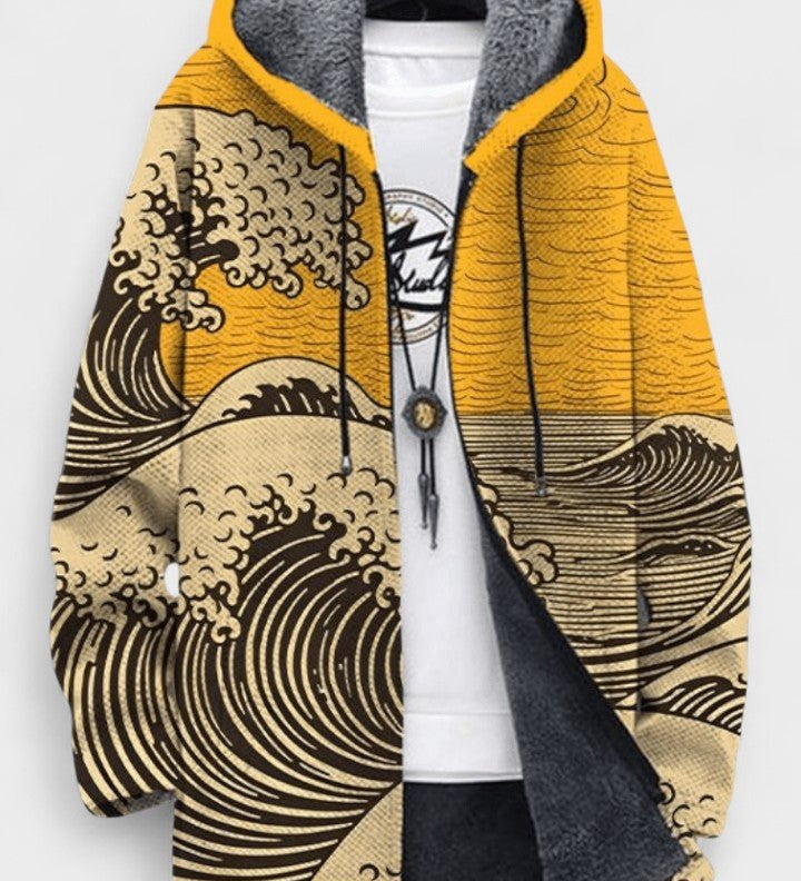 Muireann wave pattern hooded cardigan, alternative view | Ellie Dublin