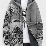Muireann wave pattern hooded cardigan, further view | Ellie Dublin