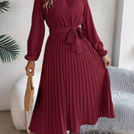 Martine | Belted Pleated Maxi Dress – view 2