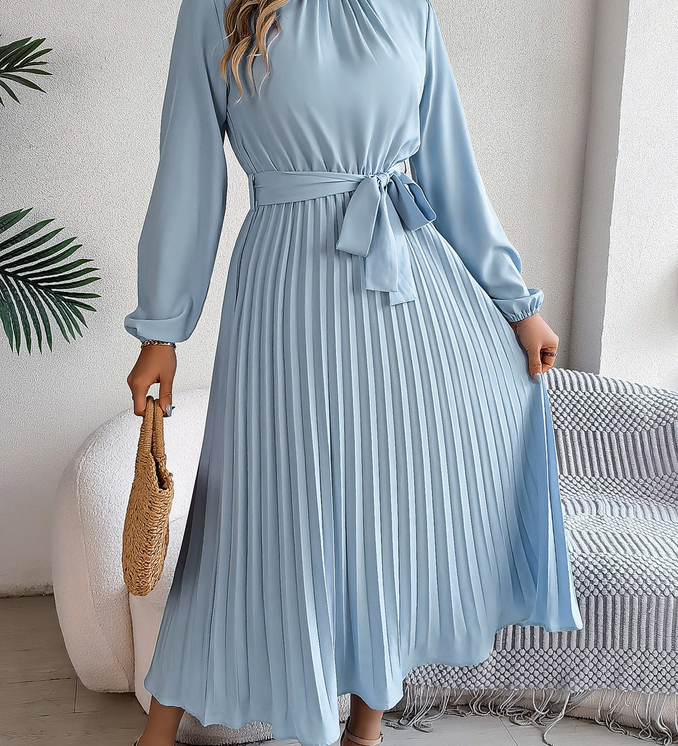 Martine | Belted Pleated Maxi Dress – view 6