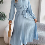 Martine | Belted Pleated Maxi Dress – view 6