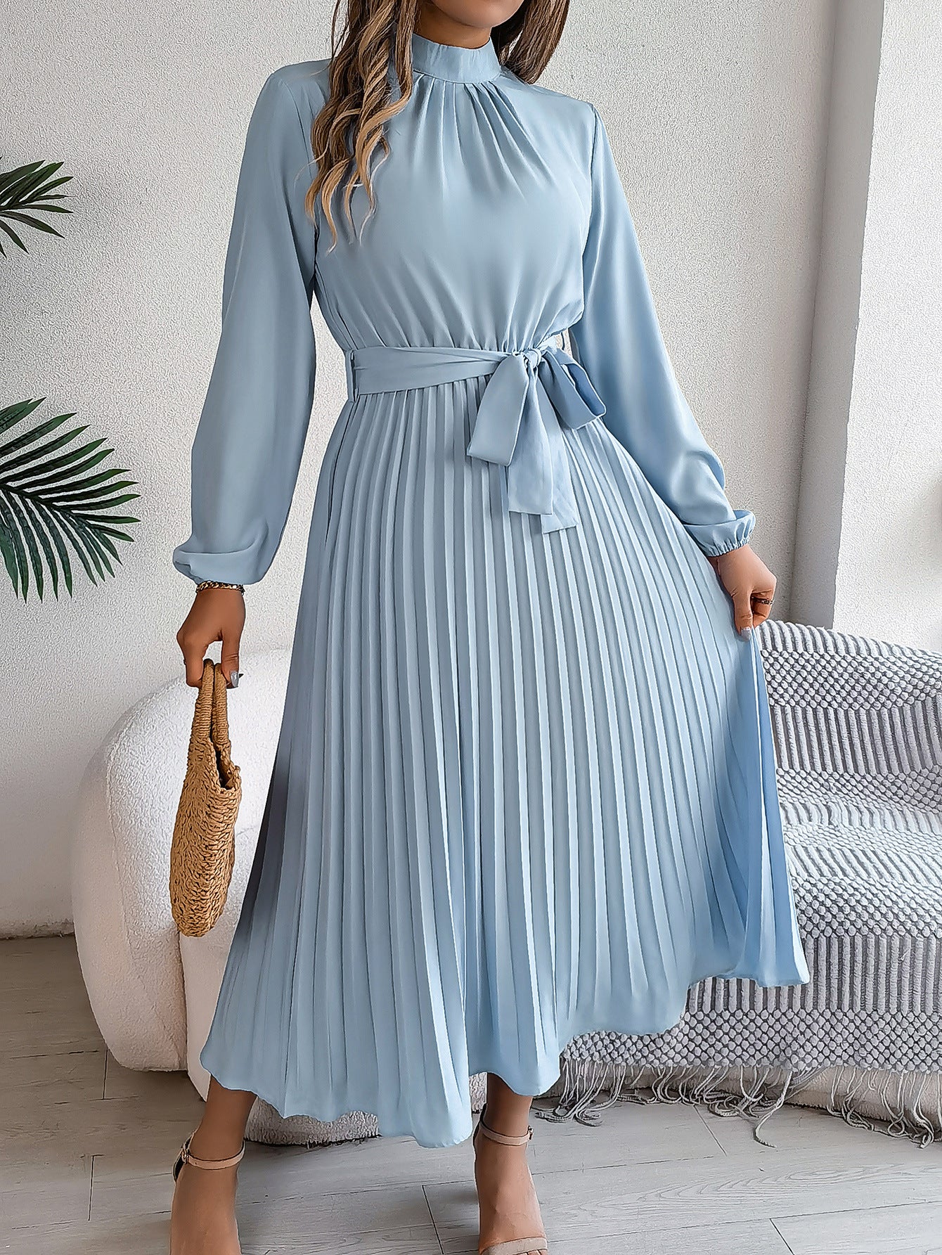 Martine | Belted Pleated Maxi Dress – view 6