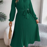 Martine | Belted Pleated Maxi Dress – view 3