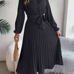 Martine | Belted Pleated Maxi Dress – view 7