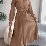 Martine | Belted Pleated Maxi Dress – view 5