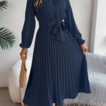 Martine | Belted Pleated Maxi Dress – view 8