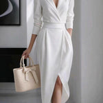 Émilie | Elegant Draped Midi Dress – view 4
