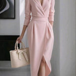 Émilie | Elegant Draped Midi Dress – view 2