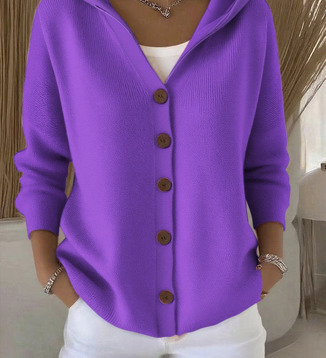 Darienne - Hooded Button-Up Knit Cardigan