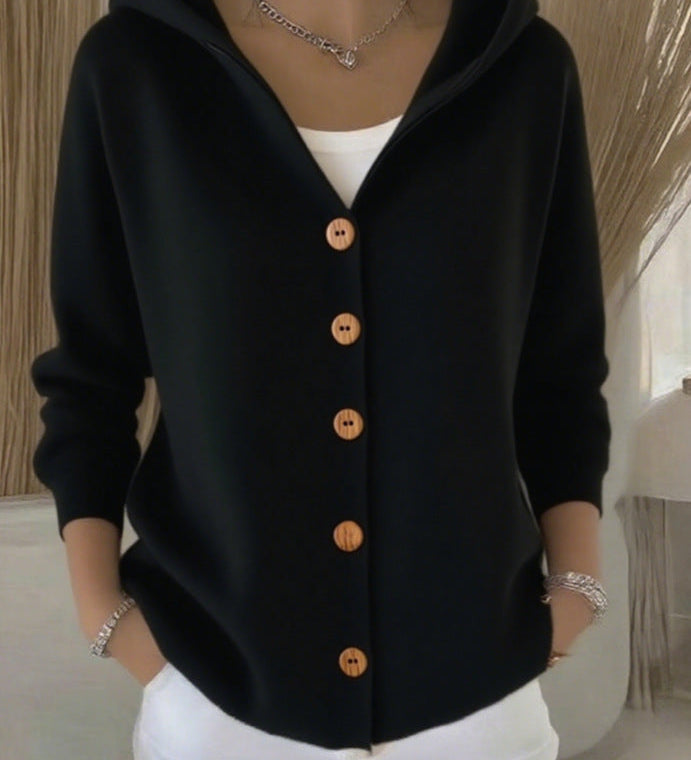 Darienne - Hooded Button-Up Knit Cardigan