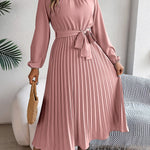 Martine | Belted Pleated Maxi Dress – view 4