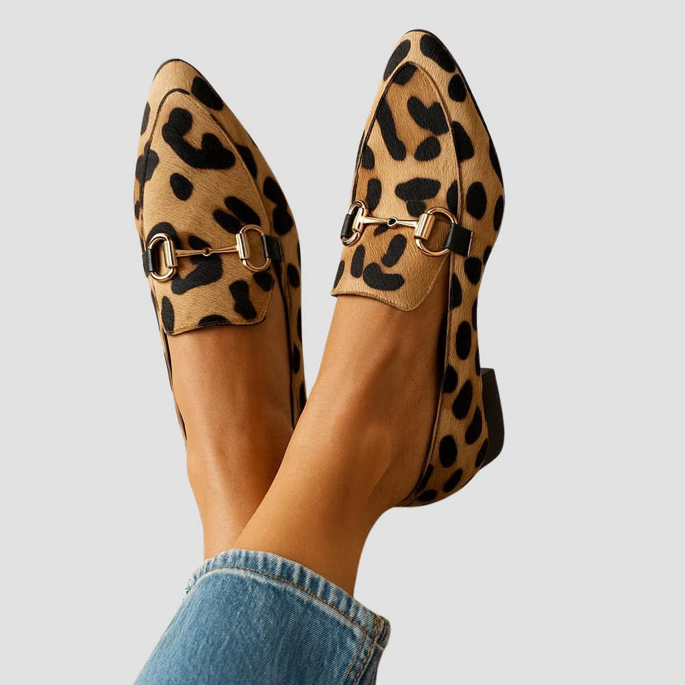 Aine leopard print loafers for women | Ellie Dublin
