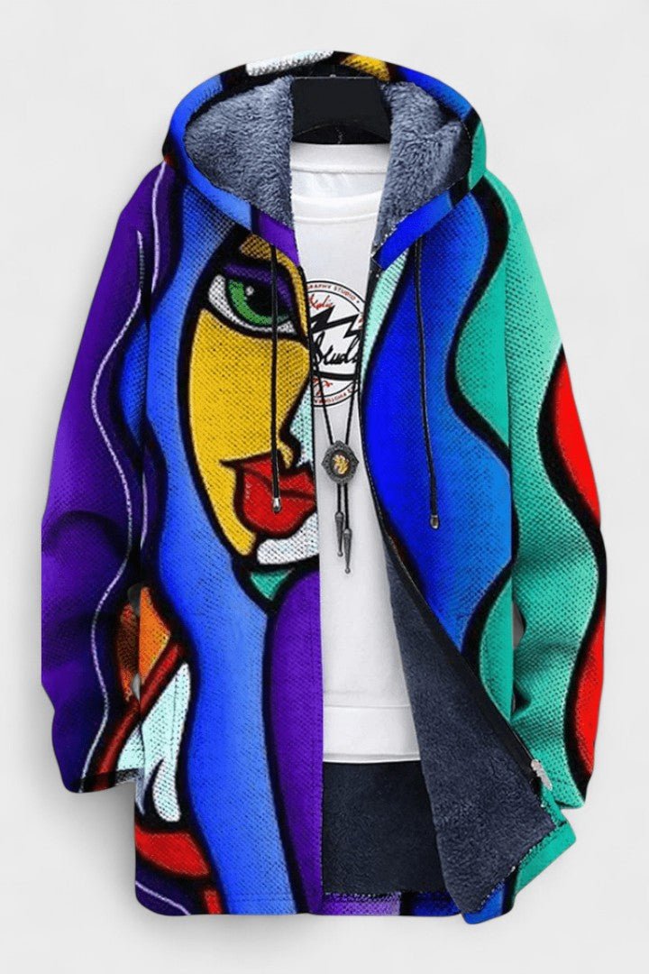 Nuala abstract multicoloured hooded cardigan | Ellie Dublin