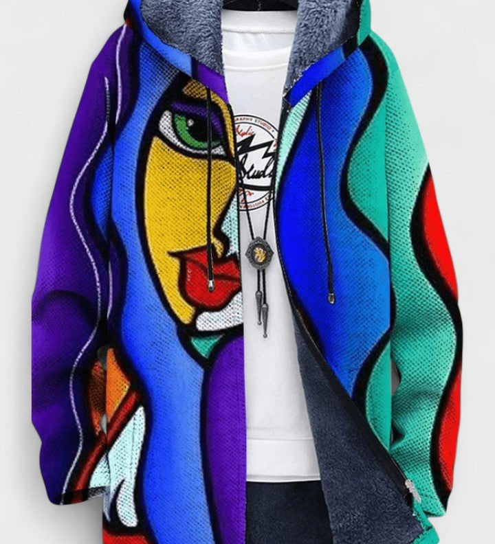 Nuala abstract multicoloured hooded cardigan | Ellie Dublin