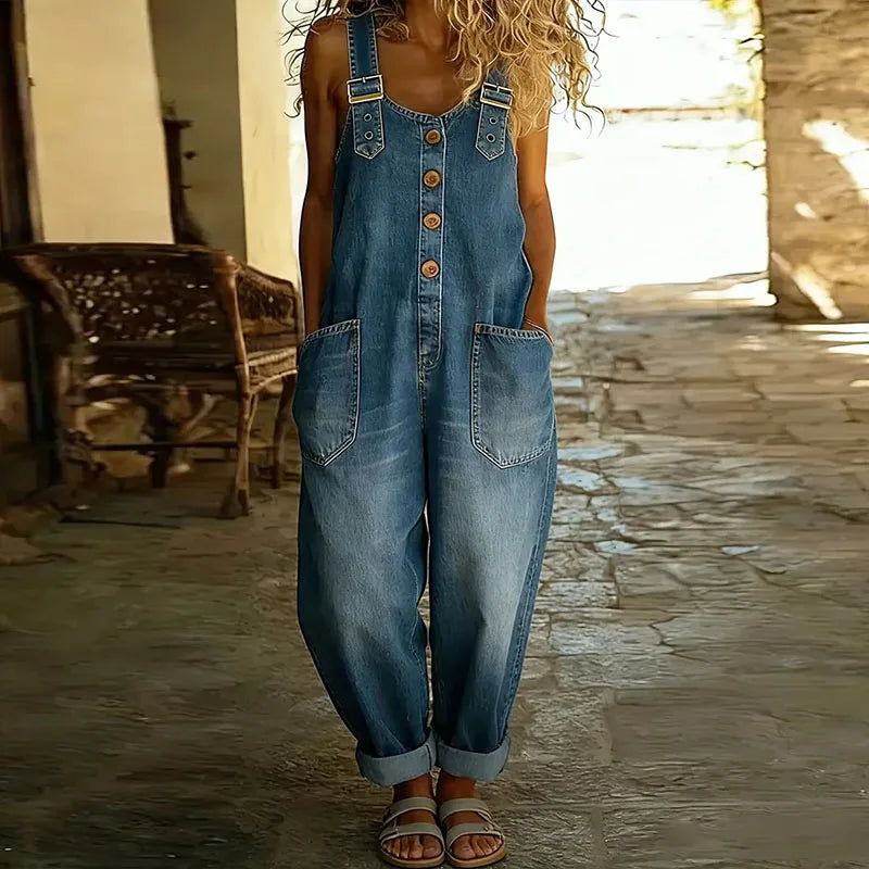 Maïwenn | Vintage dungarees with denim effect – view 3