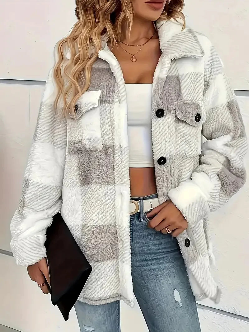 Martin | Stylish Checked Fleece Coat – view 5