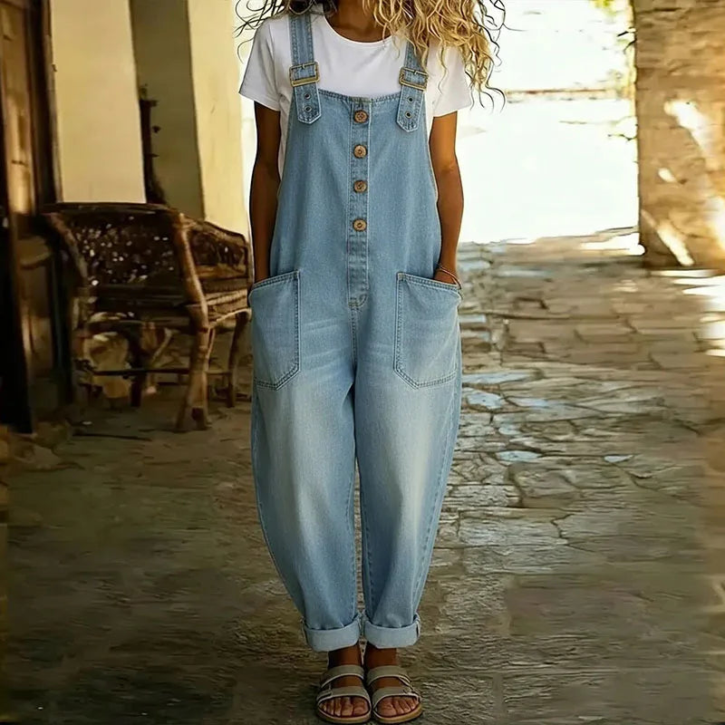 Maïwenn | Vintage dungarees with denim effect – view 2