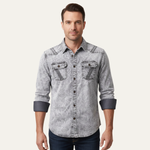The Windcrest Men’s Casual Button-Up Vintage Denim Shirt – view 2