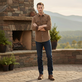 The Foxhaven Men’s Brown Vintage Washed Denim Shirt – view 6