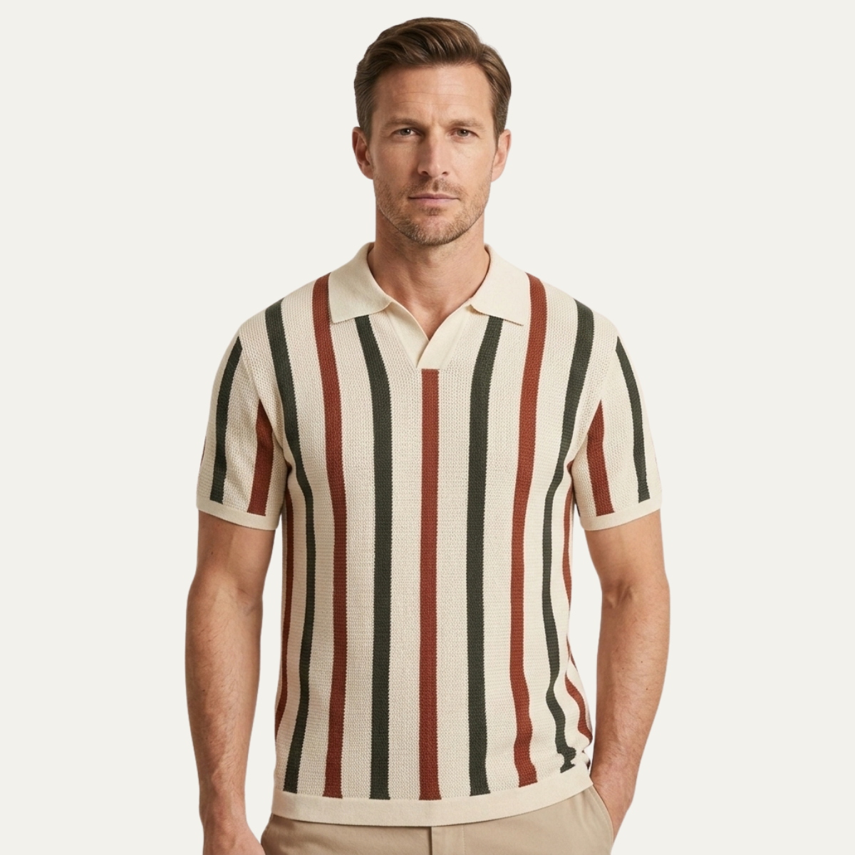 The Pinecrest Hill Men’s Vintage Striped Knit Polo Shirt – view 2