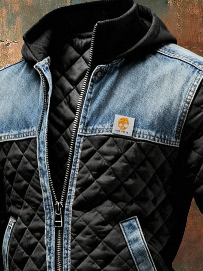 MATEO | Padded Jacket Featuring Denim Accents – view 3