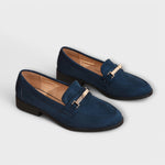 Rosaleen gold chain suede-effect loafers for women | Ellie Dublin