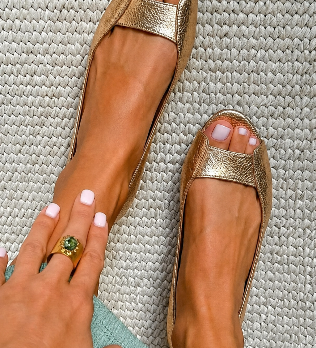 Adelina | Chic Comfort Gold Sandals – view 2