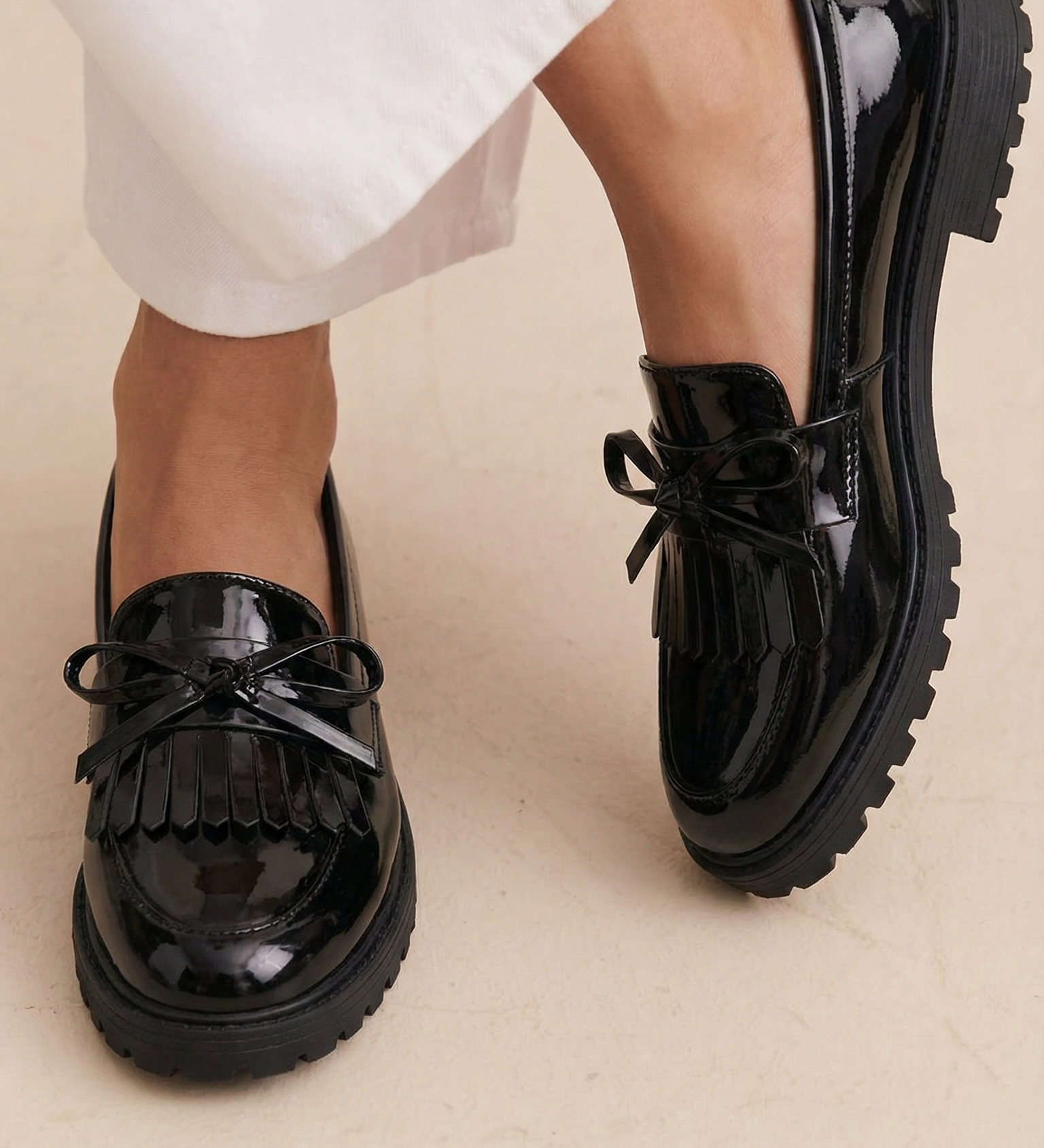 Cailie - Bow-Embellished Fringe Shoes – view 2