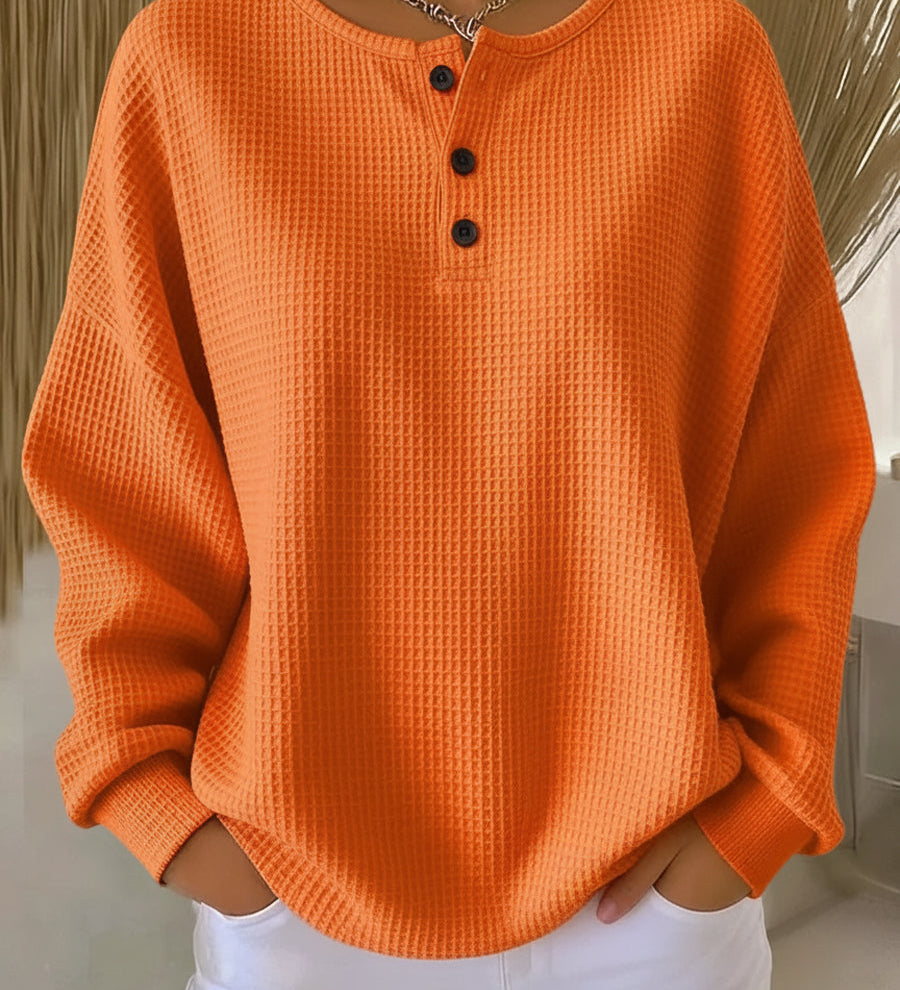 Mirabel cosy waffle henley sweatshirt | Ellie Dublin