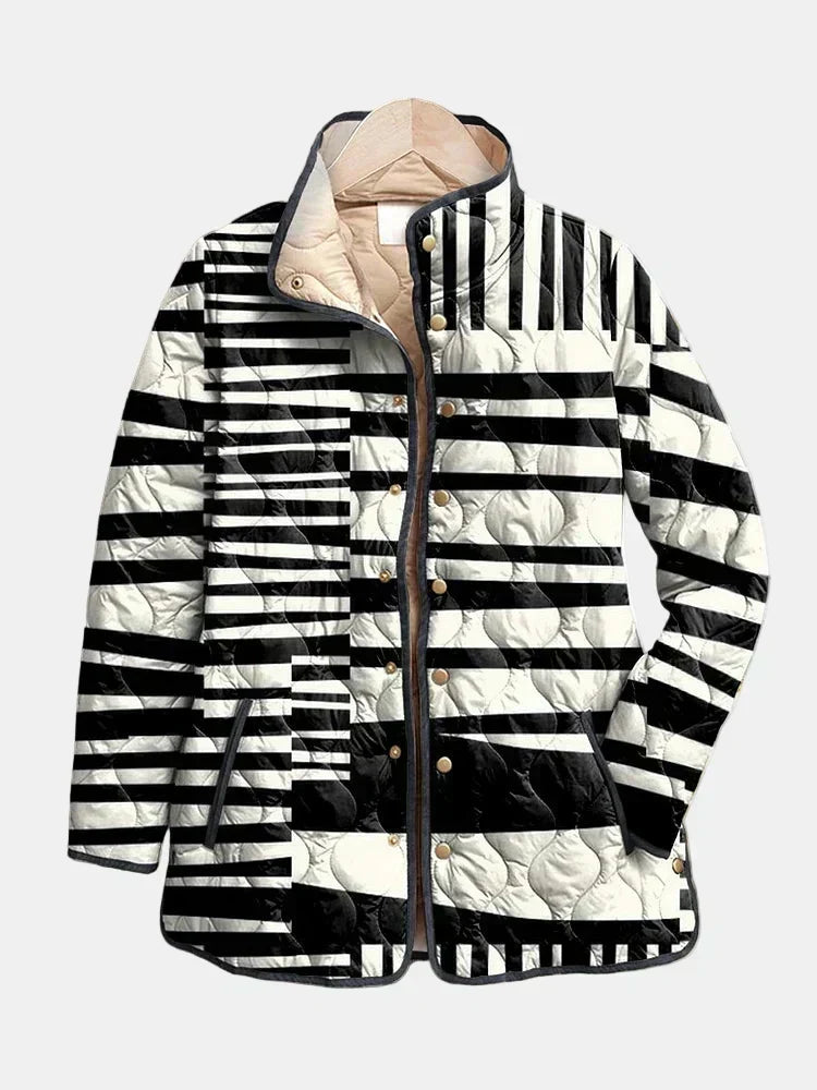 Moira graphic stripe quilted jacket for women | Ellie Dublin