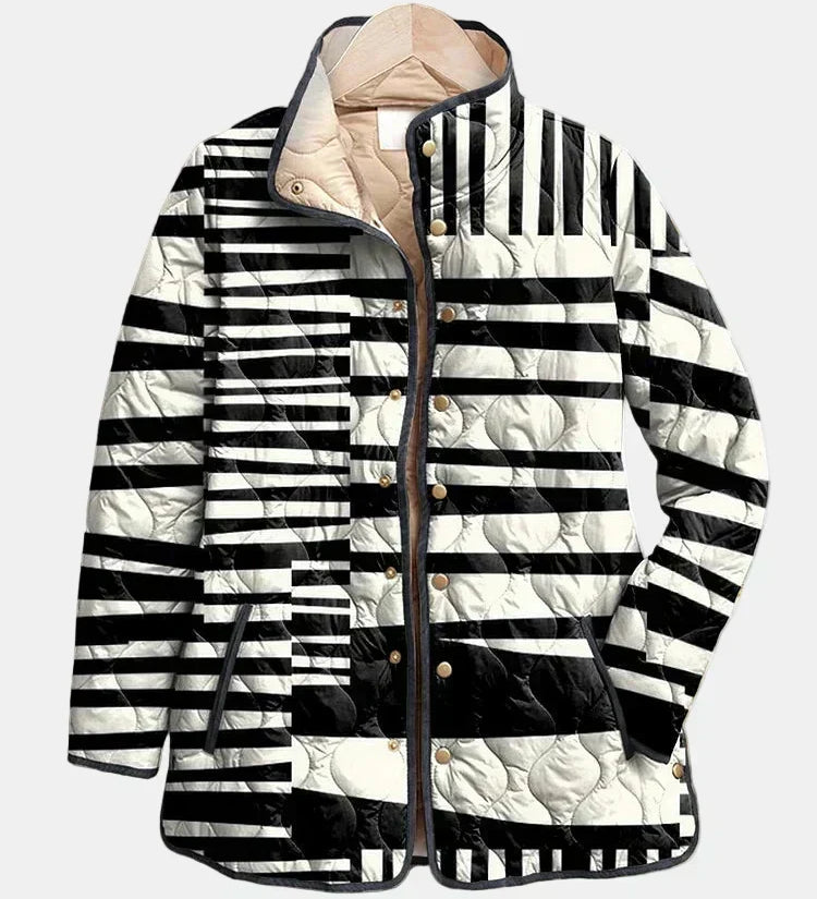 Moira graphic stripe quilted jacket for women | Ellie Dublin