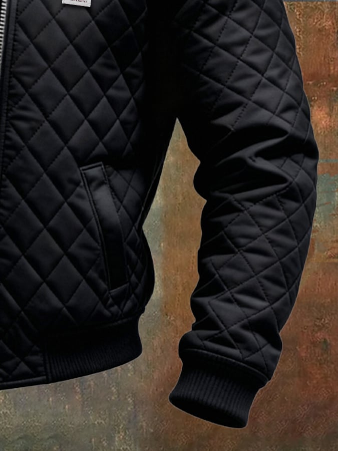 Josip | Black Quilted Coat Featuring Shoulders – view 3