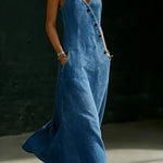Lalie | Long Button-Up Denim Dress – view 7