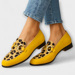 Sadhbh yellow leopard print loafers for women | Ellie Dublin