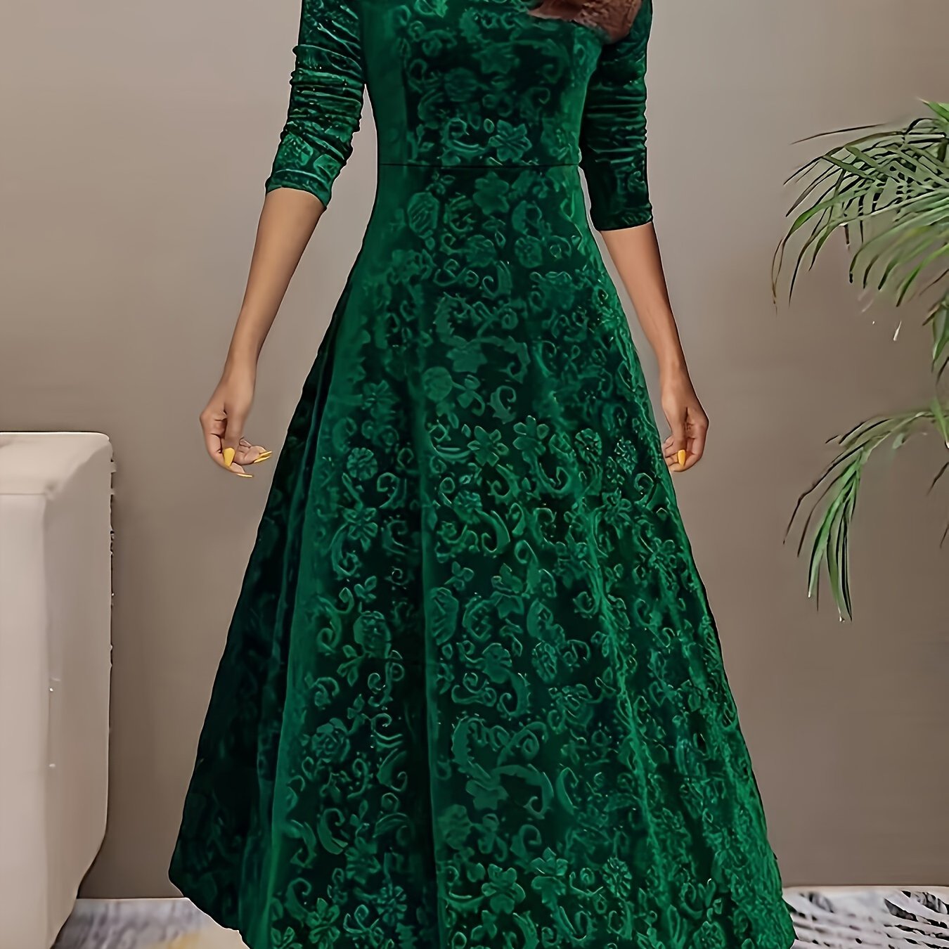 Julie | Elegant Patterned Maxi Dress – view 14