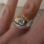 Carla – Vintage Asymmetrical Ring in Gold and Silver Adorned with Zircons – view 2