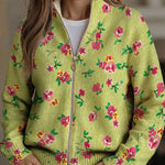 Caitriona pink and lime floral zip cardigan for women | Ellie Dublin