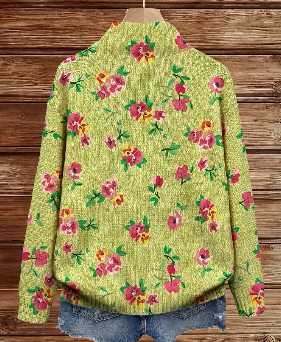 Caitriona pink and lime floral zip cardigan for women | Ellie Dublin