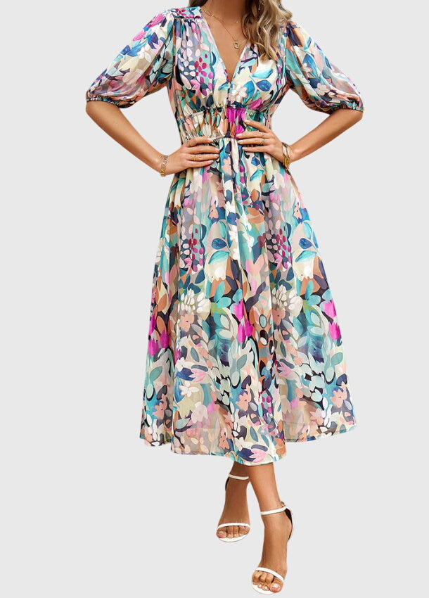 Merlin | Flattering Floral Midi Dress – view 3