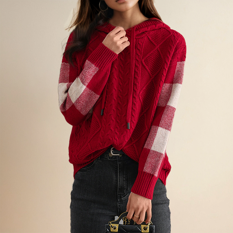 Emily | Cozy Cable Knit Hoodie – view 4